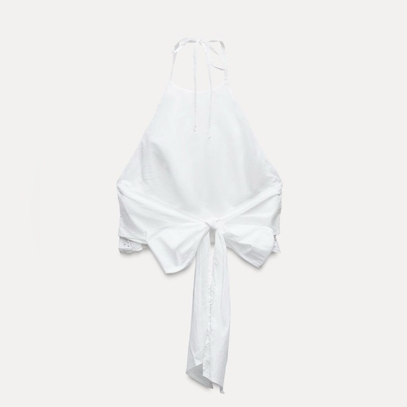 ZARA Ruffled Embroidered Halter Top - Picture 5 of 6